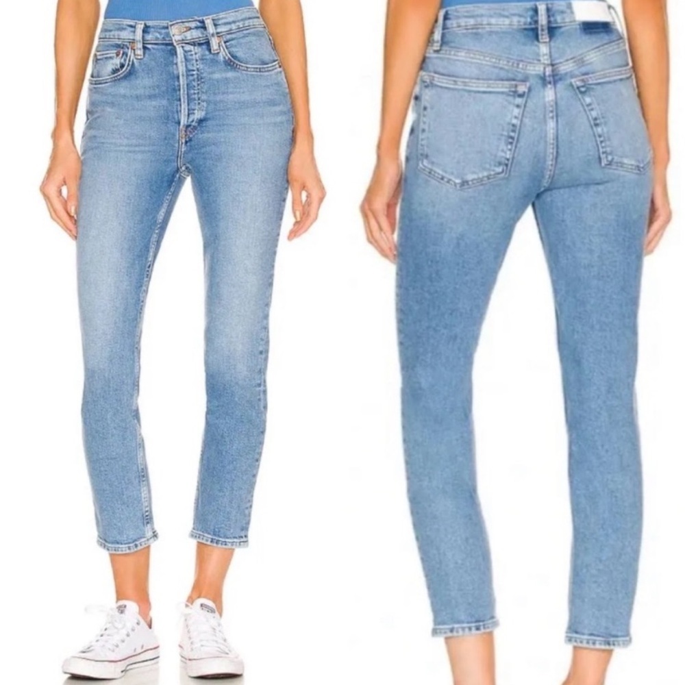 RE/DONE 90s High Rise Ankle Crop Jeans Size 26 Button Fly Denim Jean